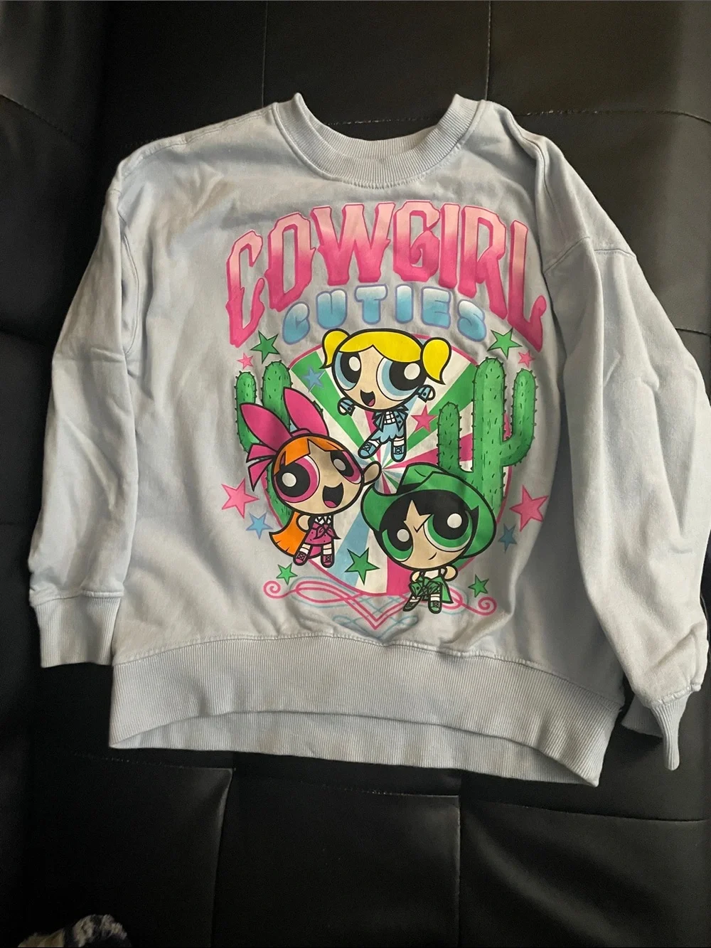 Old Navy Light Blue Powerpuff Girls Cowgirl Cuties Sweatshirt